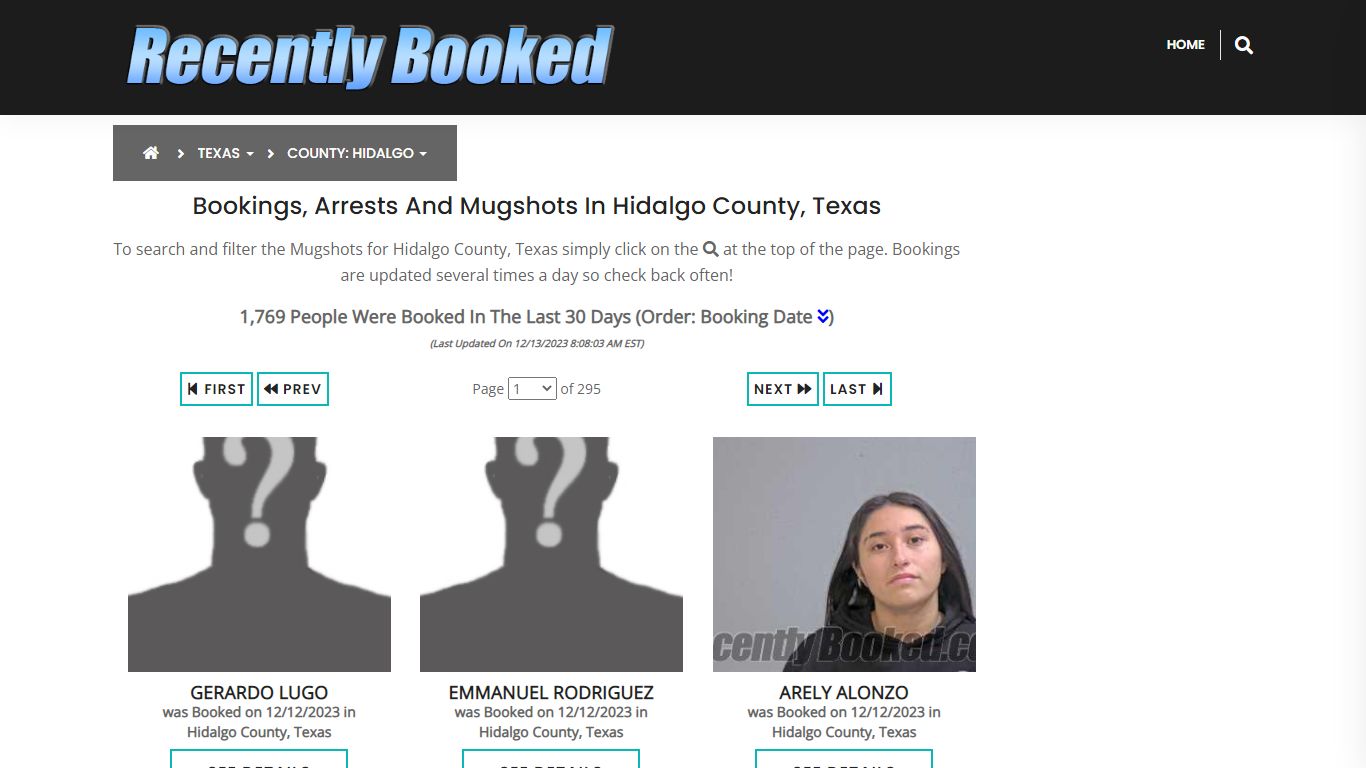 Recent bookings, Arrests, Mugshots in Hidalgo County, Texas